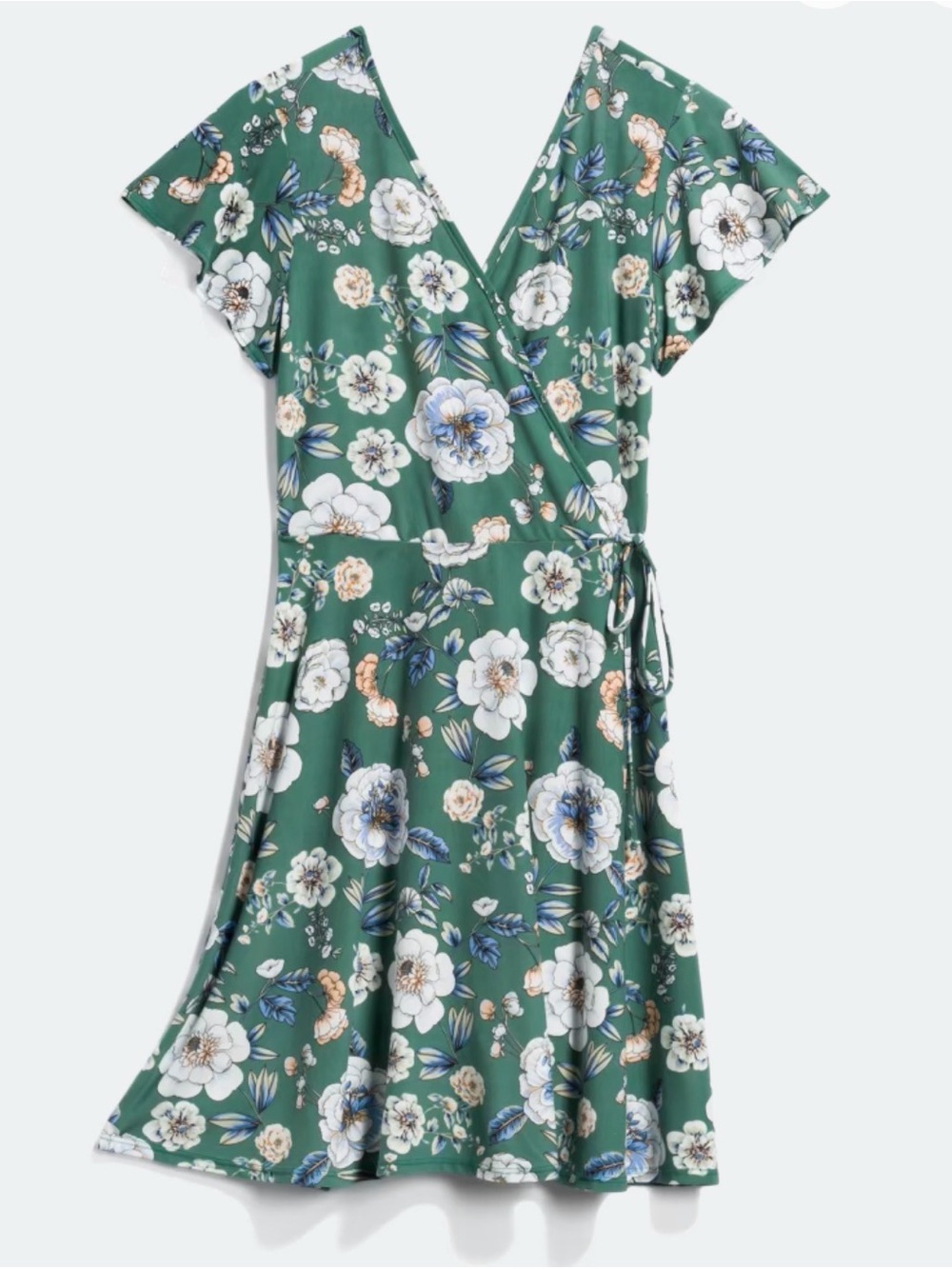 Kaileigh Sage Green Floral Wrap Midi Dress